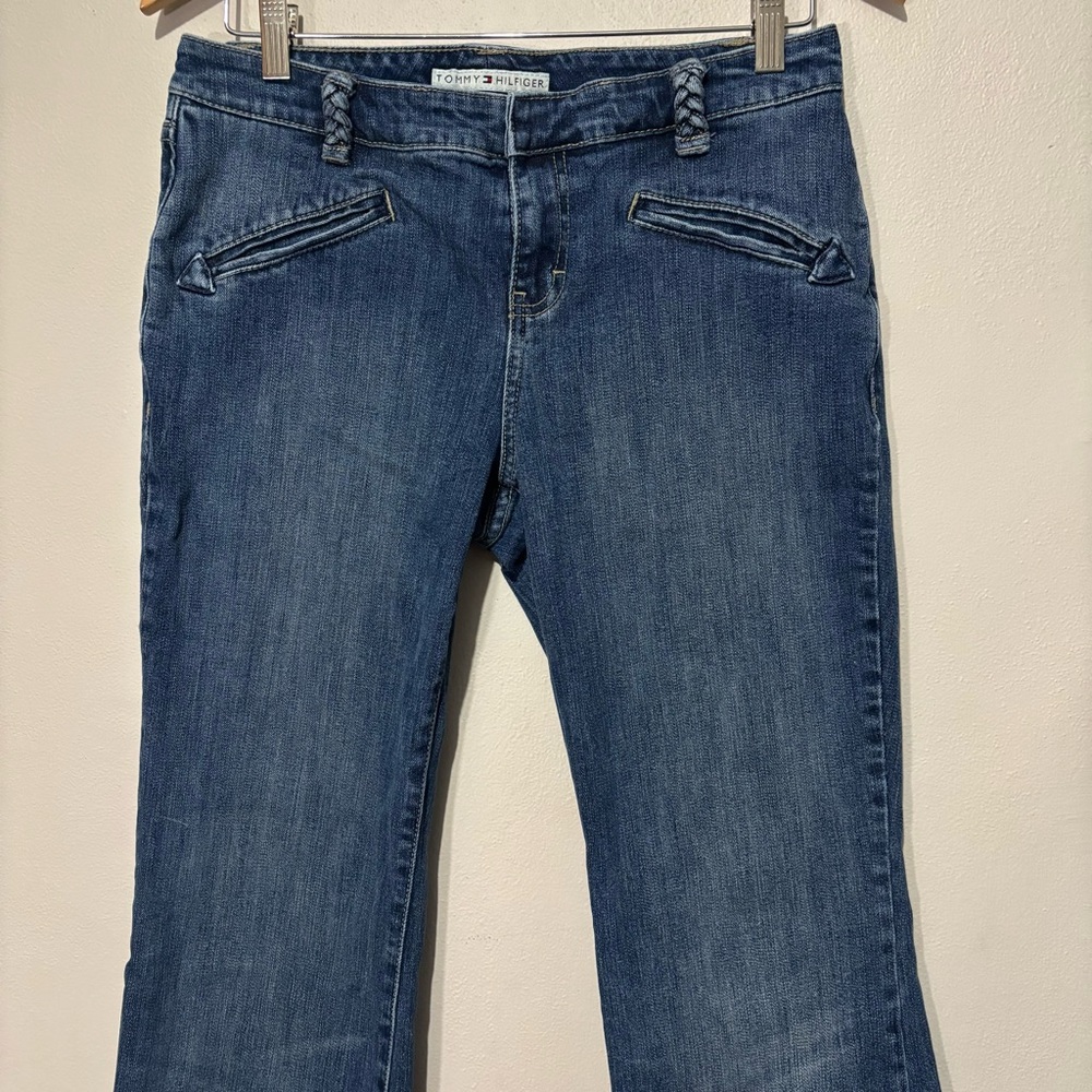 Tommy Hilfiger Vintage Y2K Bootcut Flare Jeans Size 10 Mid Rise Braided Detail